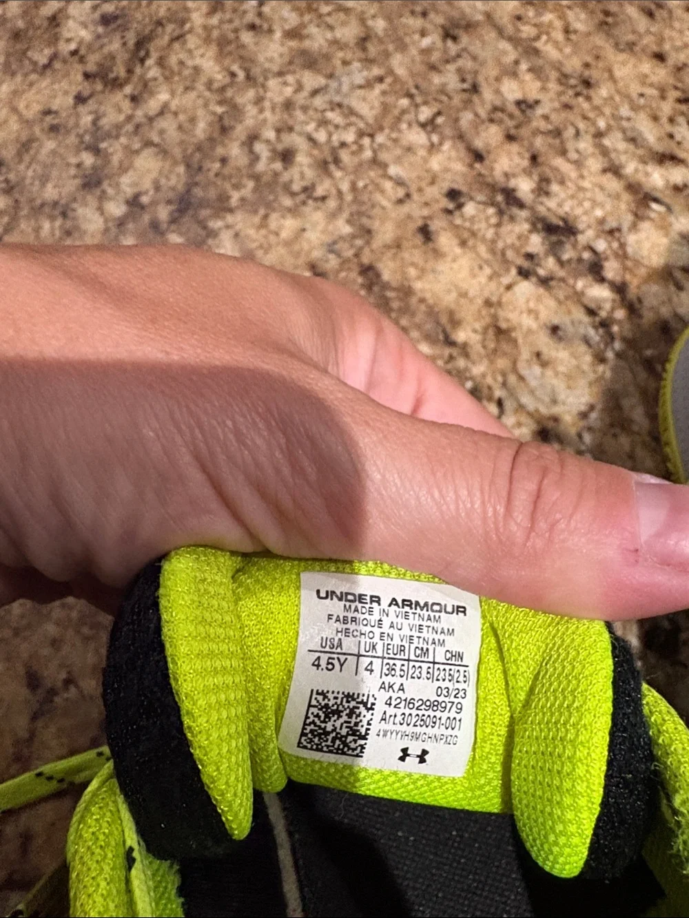 Under Armour Kids Sneakers in Neon Green and Black Curry Logo